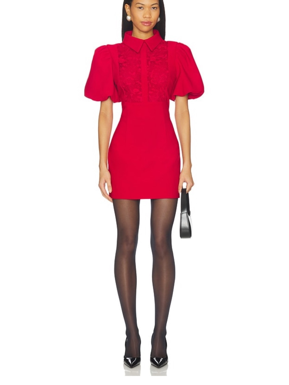 Elliatt June Puff-Sleeve Mini Dress in Red • msrp $278 - Picture 2 of 3